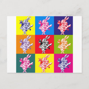 Cartão Postal Coelho Branco pop Art