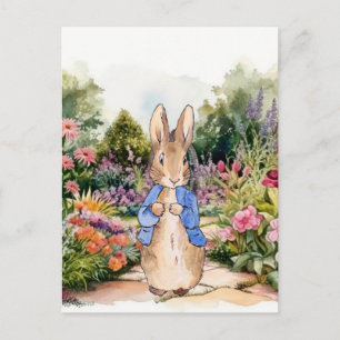 Cartão Postal Coelho clássico em seu jardim