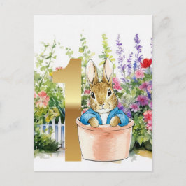 Cartão Postal Coelho clássico primeiro aniversário