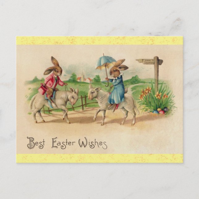 Cartão Postal Coelho Coelho da Páscoa "Bonito Vintage" (Frente)