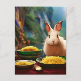 Cartão Postal Coelho Com Bolinhos De Espaguete