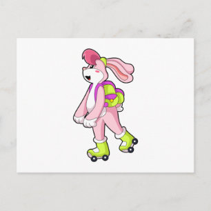 Cartão Postal Coelho com patins de rolimã