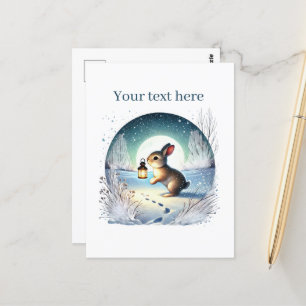 Cartão Postal Coelho de inverno bonito personalizável