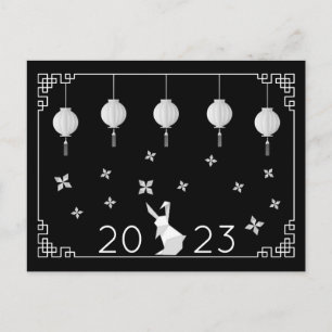 Cartão Postal Coelho de Origami do Ano Novo Chinês