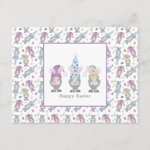 Cartão Postal Coelho de Páscoa Feliz Gnomos