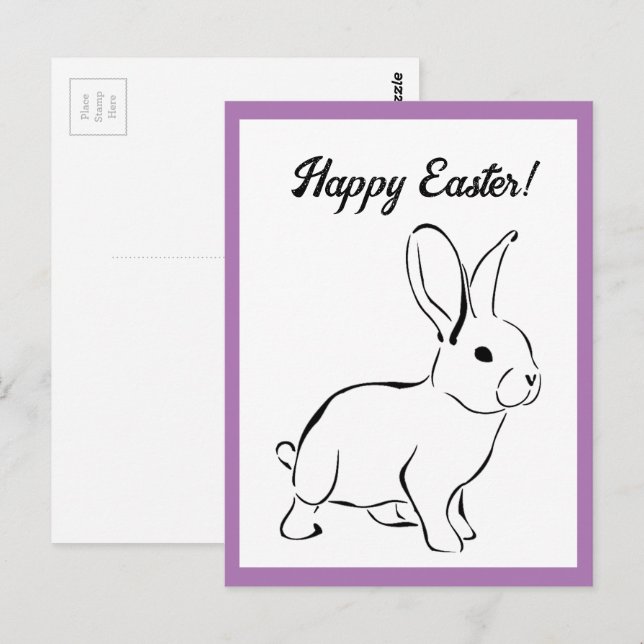 Cartão Postal Coelho Doce, Primavera ou Cartoon de Páscoa (Frente/Verso)