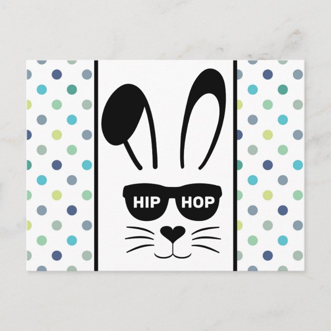 Cartão Postal Coelho Hip Hop de Páscoa (Frente)