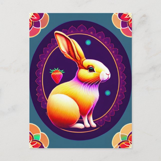 Cartão Postal Coelho, Morango, Mandala, Pós-cruzamento (Frente)