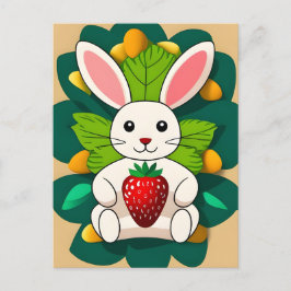 Cartão Postal Coelho, Morango, Mandala, Postcrossing