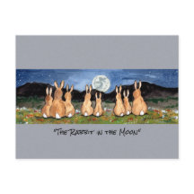 Coelho na Arte de Aquarela Cômica da Lua