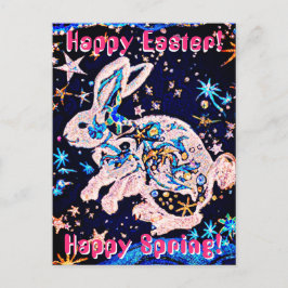 Cartão Postal Coelho no céu com estrelas