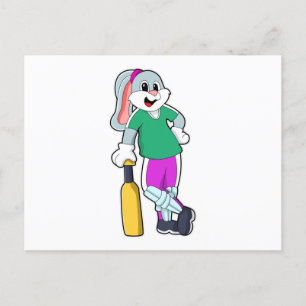 Cartão Postal Coelho no Cricket com morcego de Cricket