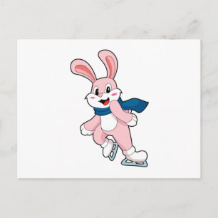 Cartão Postal Coelho Patinação no gelo Patins de gelo