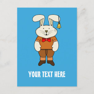 Cartão Postal Coelho personalizado com um sino na orelha
