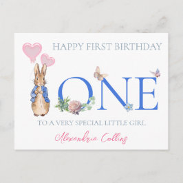 Cartão Postal Coelho Peter Primeiro aniversário 