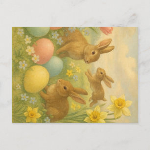 Cartão Postal Coelho Vintage/Ovo de Páscoa/Primavera