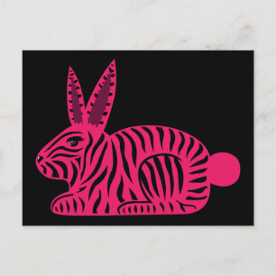 Cartão Postal Coelho Zebra Rosa