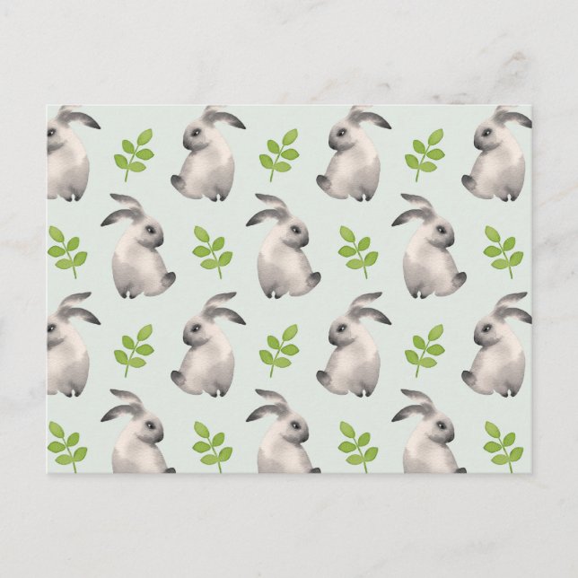 Cartão Postal Coelhos aquosos e erva (Frente)