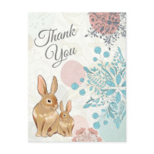 Coelhos bonitos com Primavera de Flores Obrigado