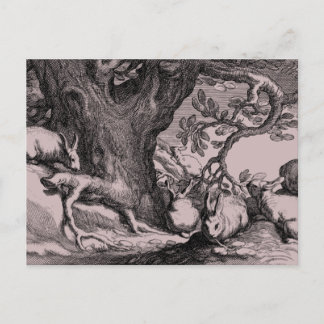 Cartão Postal Coelhos coelhinhos com retrô