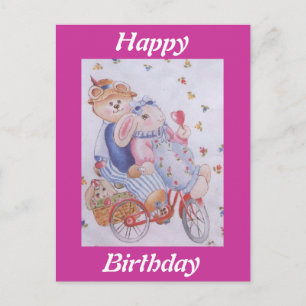 Cartão Postal Coelhos de bicicleta