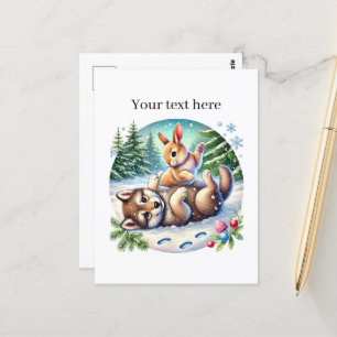 Cartão Postal Coelhos de lobo, coelhos de lobo, lindos, de inver