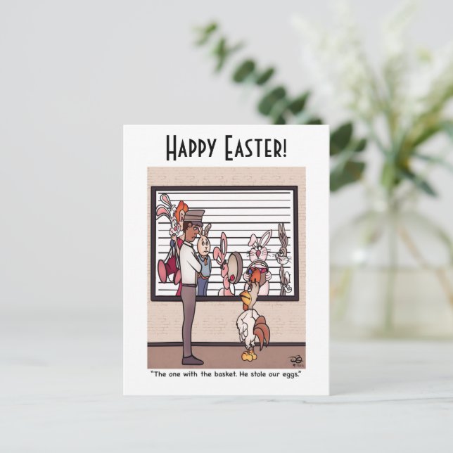 Cartão Postal Coelhos De Uma Placa De Posto Lineup (Em pé/Frente)