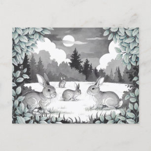 Cartão Postal Coelhos no Cartão-Postal de Compensação Florestal