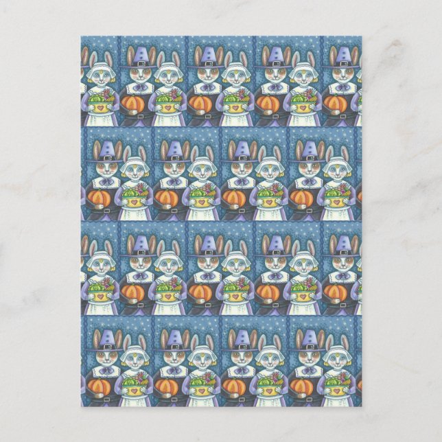 CARTÃO POSTAL COELHOS PEREGRINOS, COELHOS DE DIA DE AÇÃO DE GRAÇ (Frente)