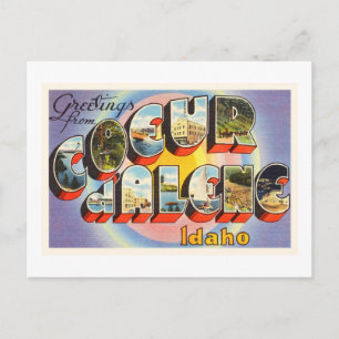 Cartão Postal Coeur d'Alene Idaho ID Antiga Viagens vintage Souv