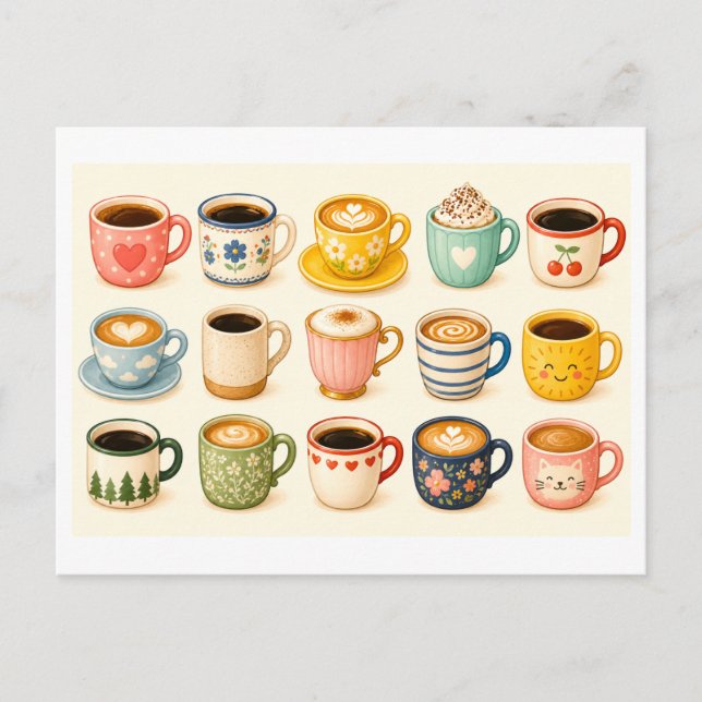 Cartão Postal Coffee Collage (Frente)