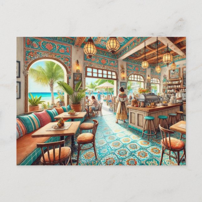 Cartão Postal Coffeeshop em Cancún México (Frente)
