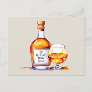 Cartão Postal Cognac de Bebida por Aquarela