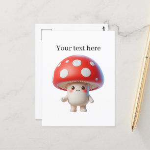 Cartão Postal Cogumelo fofo personalizável para amantes de cogum