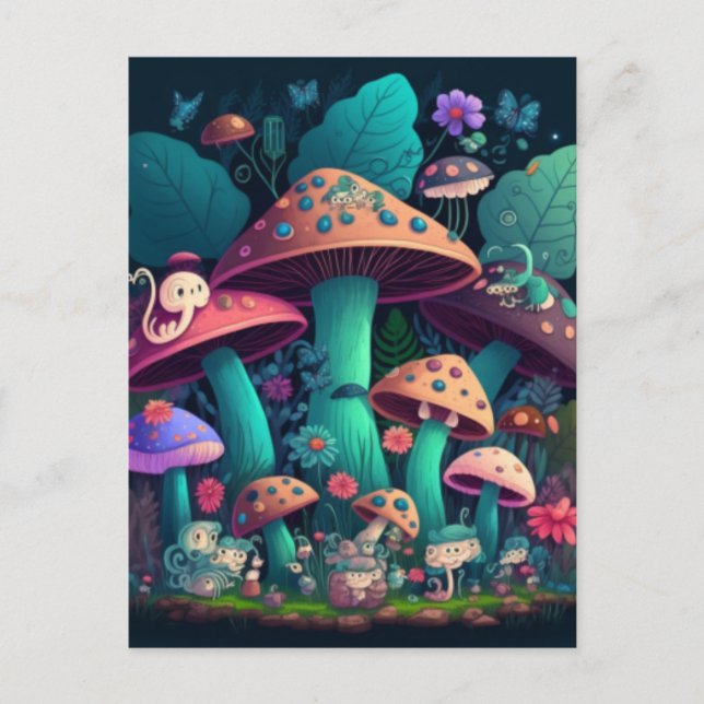 Cartão Postal Cogumelos em campo (Frente)