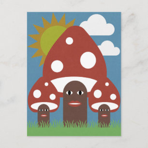 Cartão Postal Cogumelos Felizes