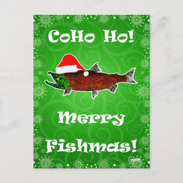 Cartão Postal CoHo Ho! Fishmas em Verde - Cartão-postal (Frente)