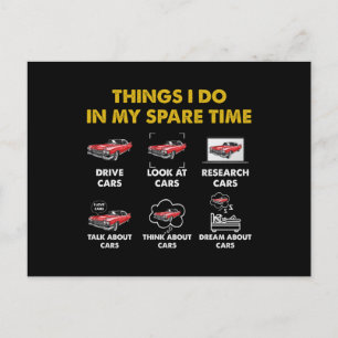 Cartão Postal Coisas que Eu Faço no Meu Tempo Livre Carros Cláss