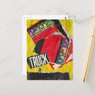 Cartão Postal Colagem abstrata mista de vermelho amarelo preto