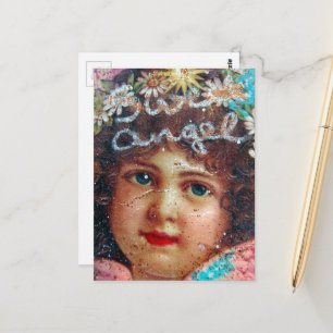 Cartão Postal Colagem Anjo Vintage Doce