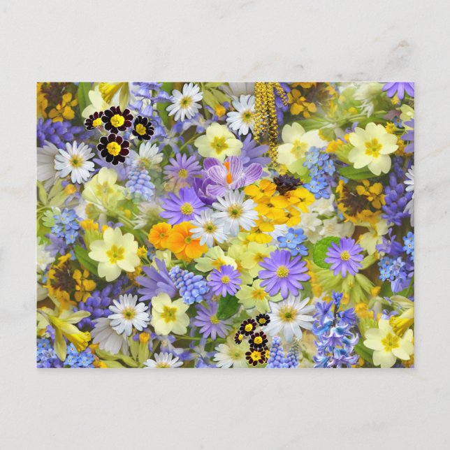 Cartão Postal Colagem bonito de Flores de Mola (Frente)