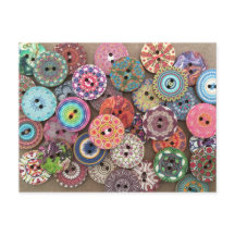 Colagem Colorida de Botões de Madeira Pintados Fot