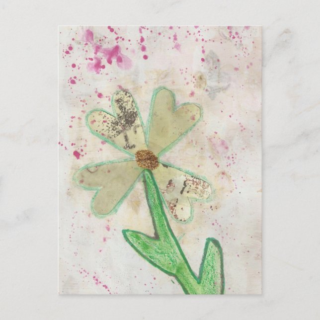 Cartão Postal Colagem da Flor do Coração (Frente)
