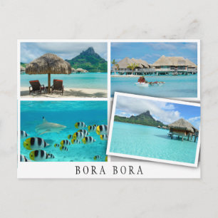 Cartão Postal Colagem da lagoa de Bora Bora com imagem fraca
