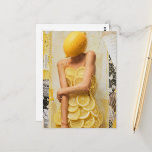 Cartão Postal Colagem da Senhora Limão Surrealista