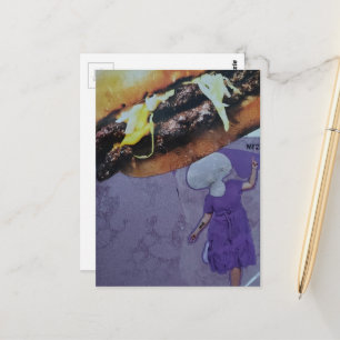 Cartão Postal Colagem da Senhora Silvestre Hambúrguer de Queijo