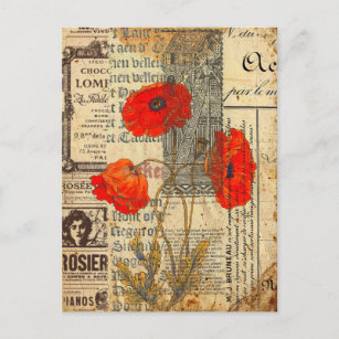 Cartão Postal Colagem das Flores Francesas de Popapoila Moderna 