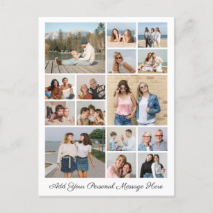 Cartão Postal Colagem de 15 Fotos Adicione seu próprio Agradecim