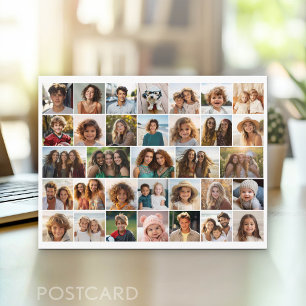 Cartão Postal Colagem de 33 Fotos - Grade em Fundo Branco