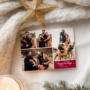 Cartão Postal Colagem de 4 Fotos Feliz Natal Moderno Natal